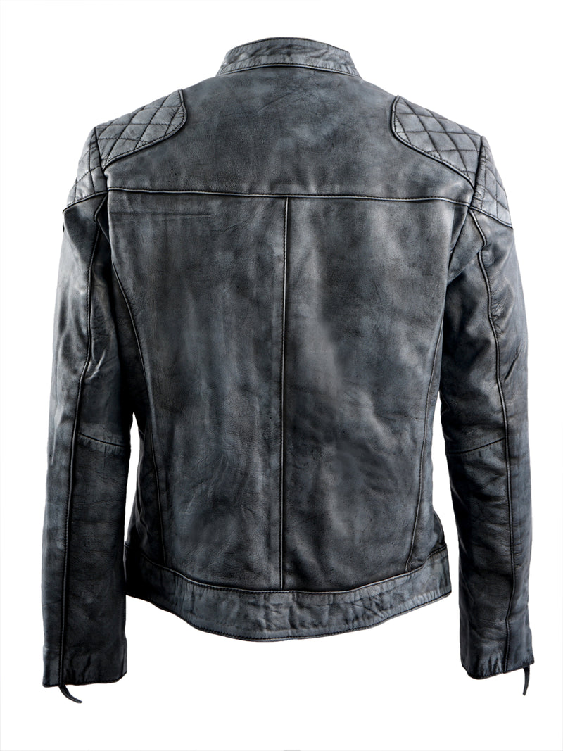 Distressed grey leather clearance jacket