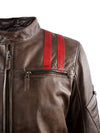 KINGSTON MENS BIKER LEATHER JACKET- BROWN