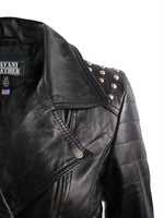 VICTORIA WOMENS BIKER LEATHER JACKET- BLACK