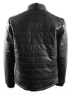 TIAGO MENS BIKER PUFFER LEATHER JACKET- BLACK