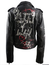 FLORIDA WOMENS BIKER LEATHER JACKET- BLACK PRINT