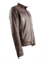 KINGSTON MENS BIKER LEATHER JACKET- BROWN