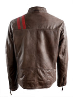 KINGSTON MENS BIKER LEATHER JACKET- BROWN