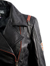 CALGARY WOMENS BIKER LEATHER JACKET- BLACK PRINT